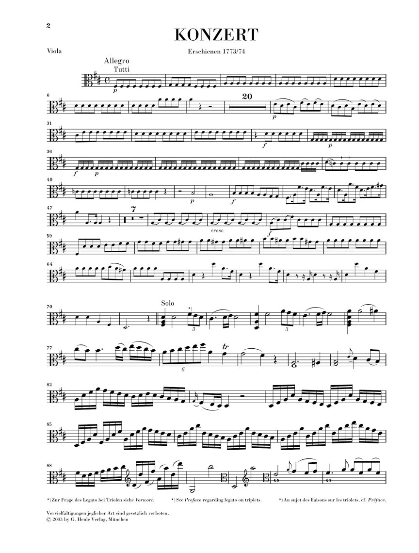 Stamitz Viola Concerto No 1 in D Major