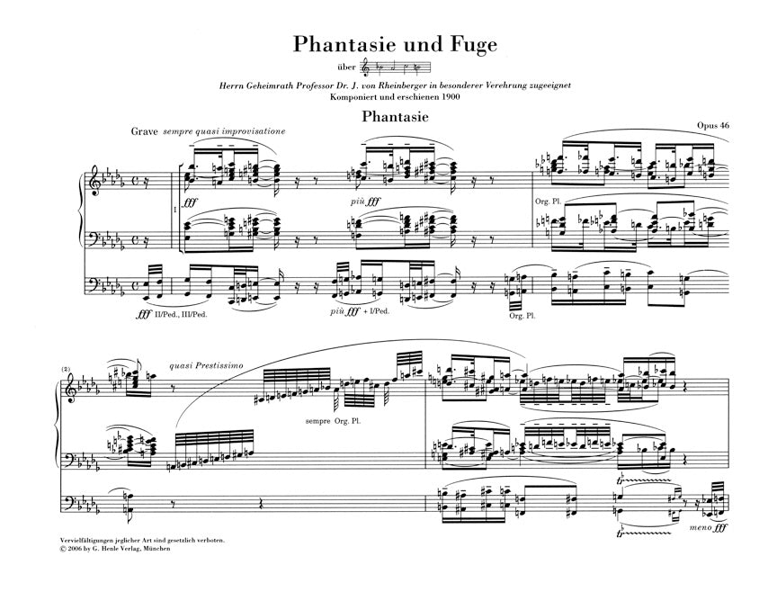 Reger Fantasie and Fugue on B-A-C-H Op. 46