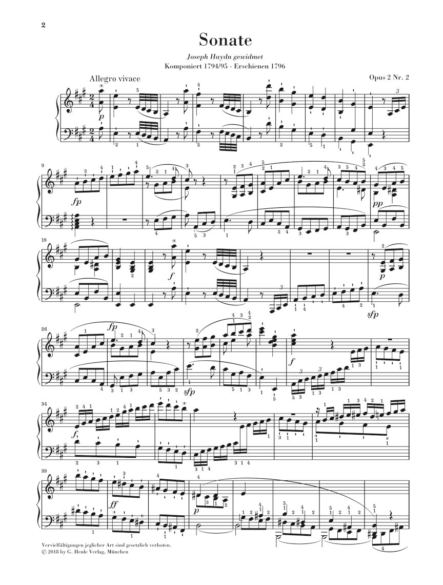 Beethoven Piano Sonata in A major Opus 2 No 2