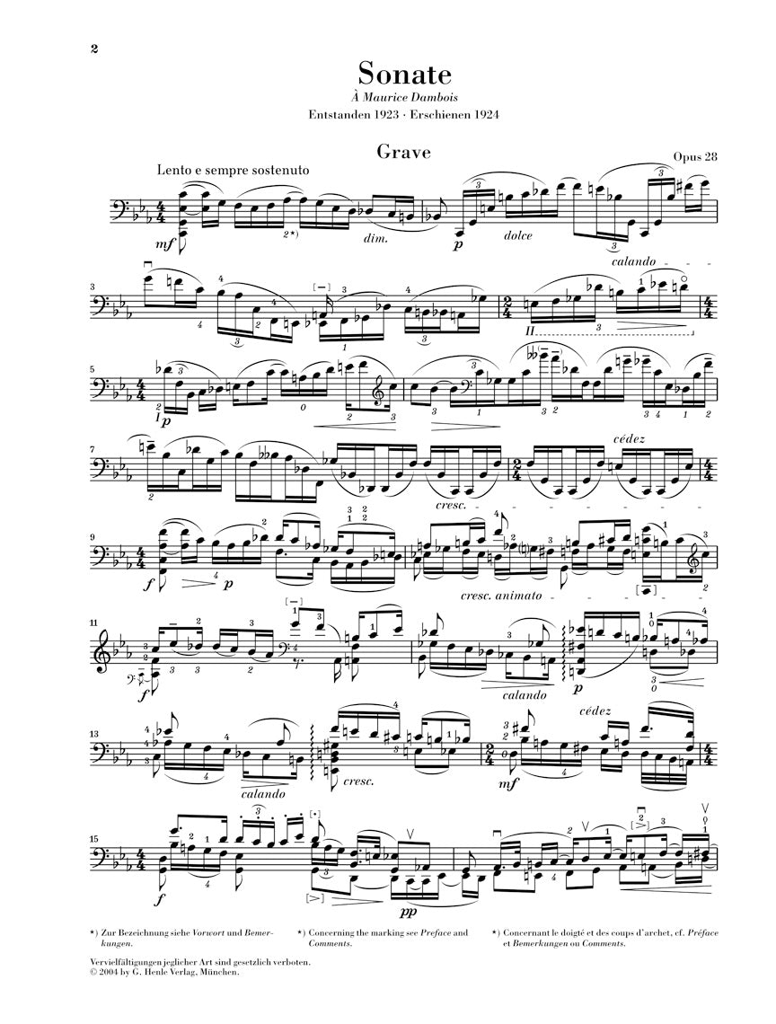 Ysaye Sonata for Violoncello Solo Op. 28