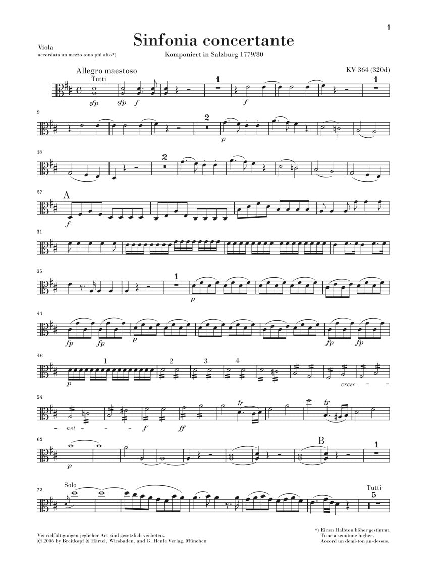 Mozart Sinfonia Concertante in E flat major K 364