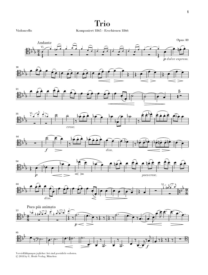 Brahms Horn Trio in E flat major Opus 40