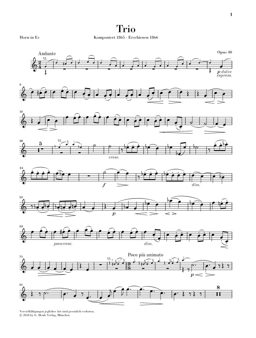 Brahms Horn Trio in E flat major Opus 40