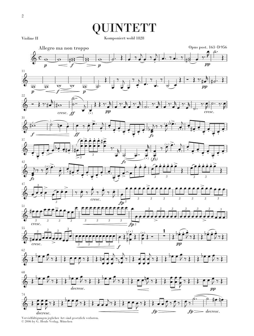 Schubert String Quintet in C Major Opus Posthumous 163 D 956