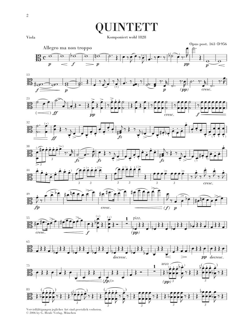 Schubert String Quintet in C Major Opus Posthumous 163 D 956
