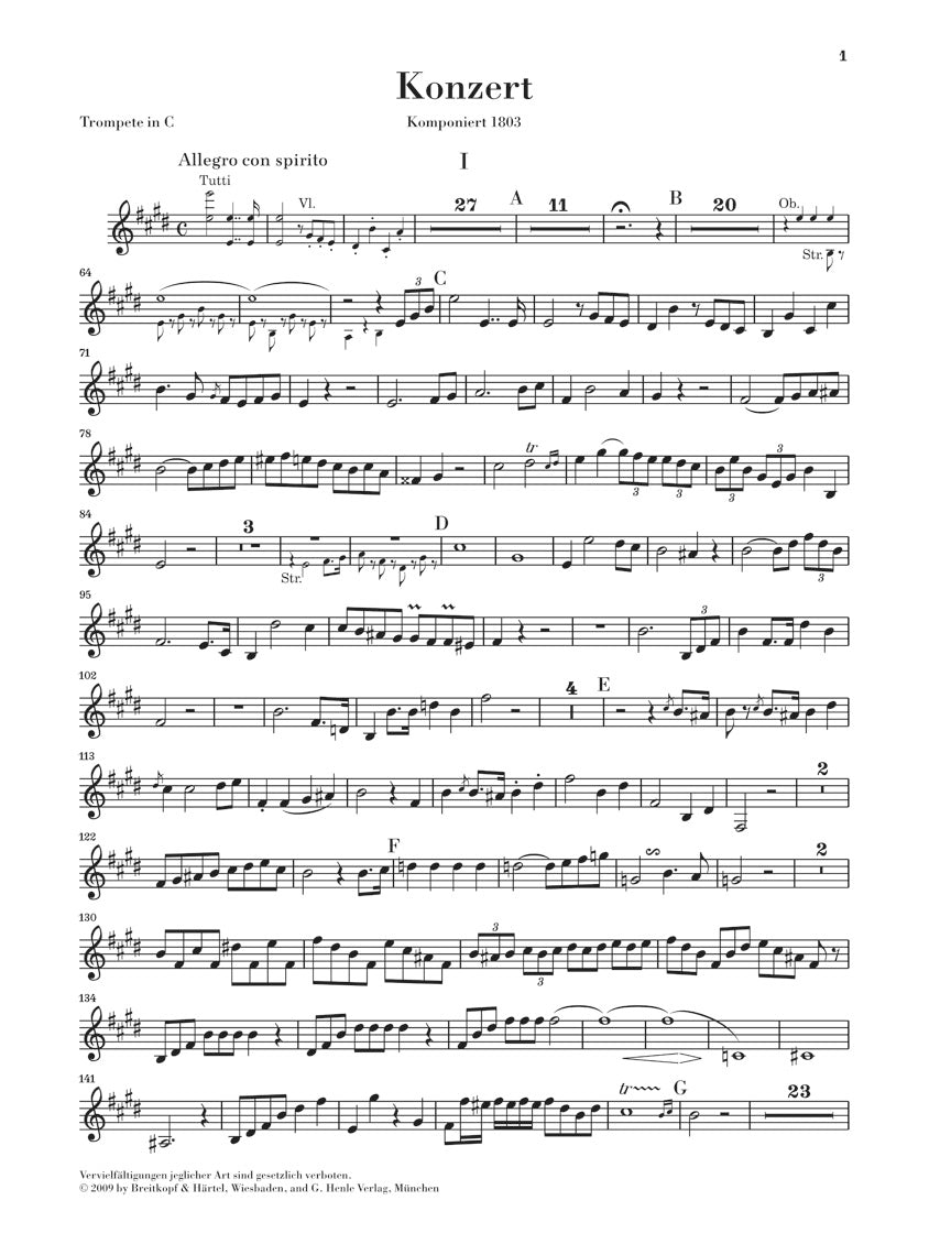 Hummel Concerto in E Major for Trumpet and Orchestra