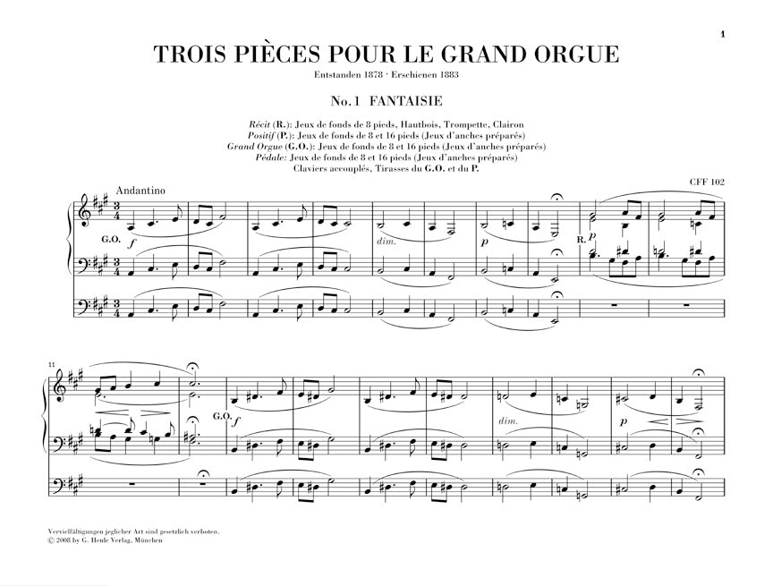 Franck 3 Pieces for the Grand Organ