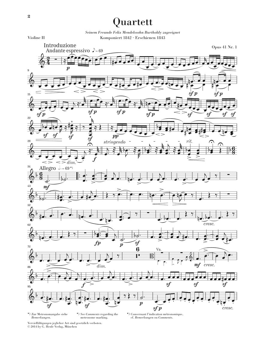 Schumann String Quartets Opus 41