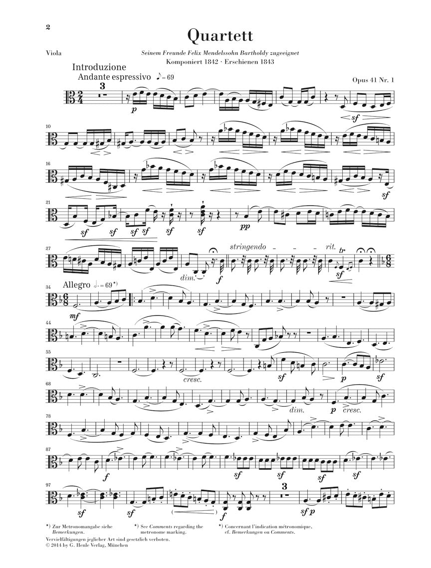 Schumann String Quartets Opus 41