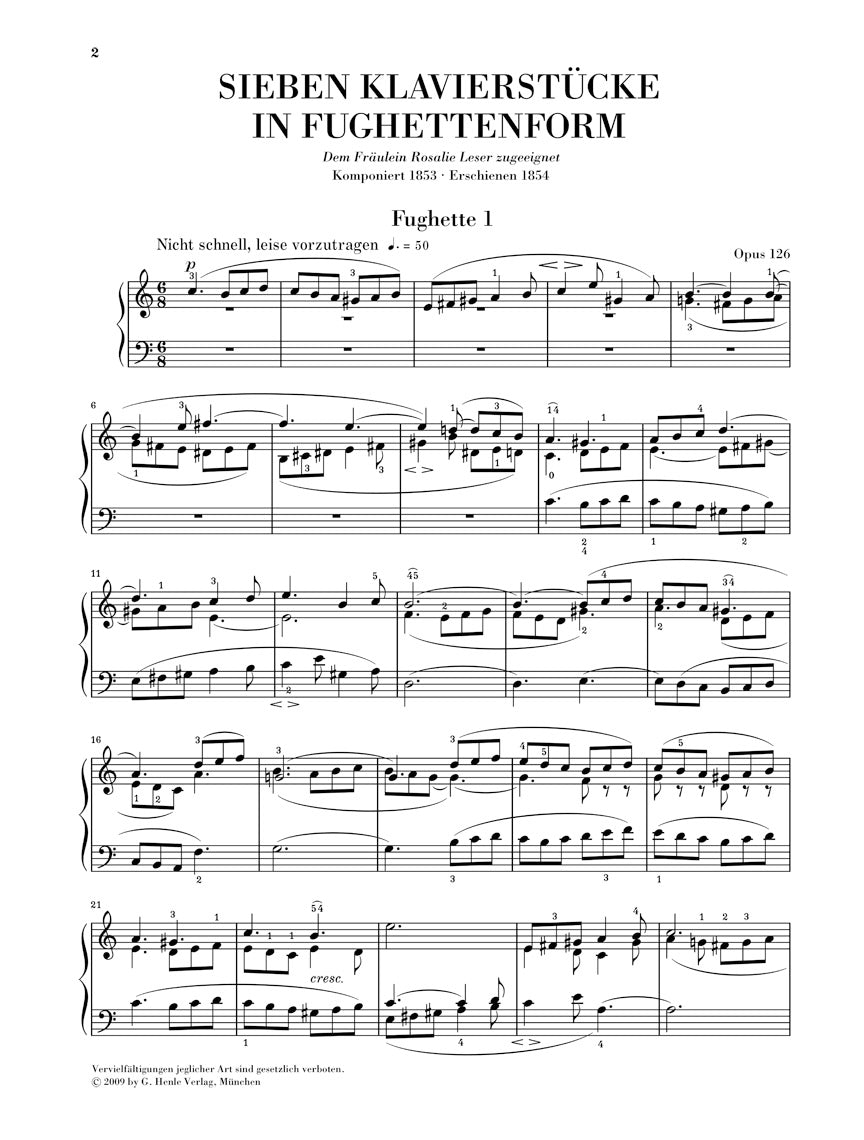 Schumann 7 Piano Pieces in Fughetta Form, Op. 126