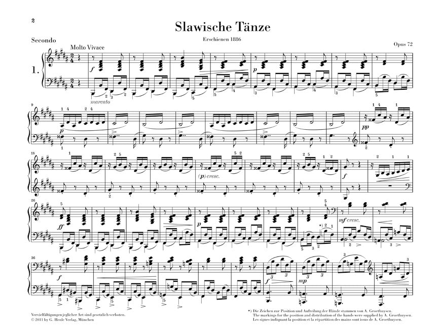 Dvořák: Slavonic Dances, Opus 72 for Piano Four-Hands