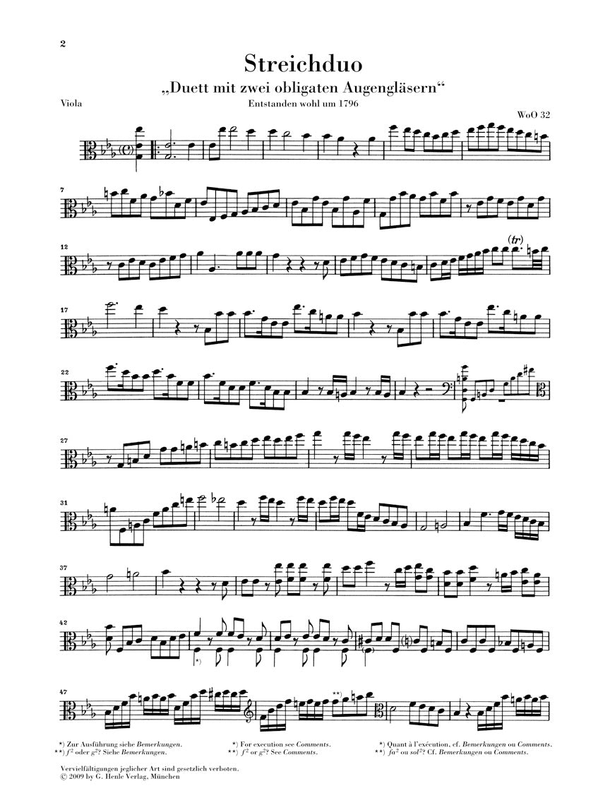 Beethoven Duet With Two Obligato Eyeglasses WoO 32