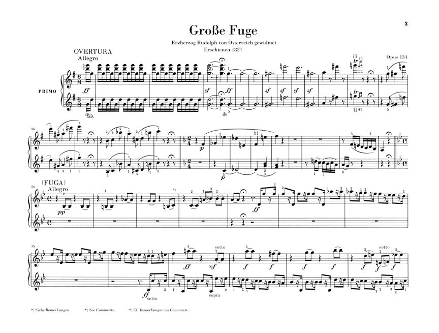 Beethoven Grand Fugue, Op. 134 Piano 4 Hands