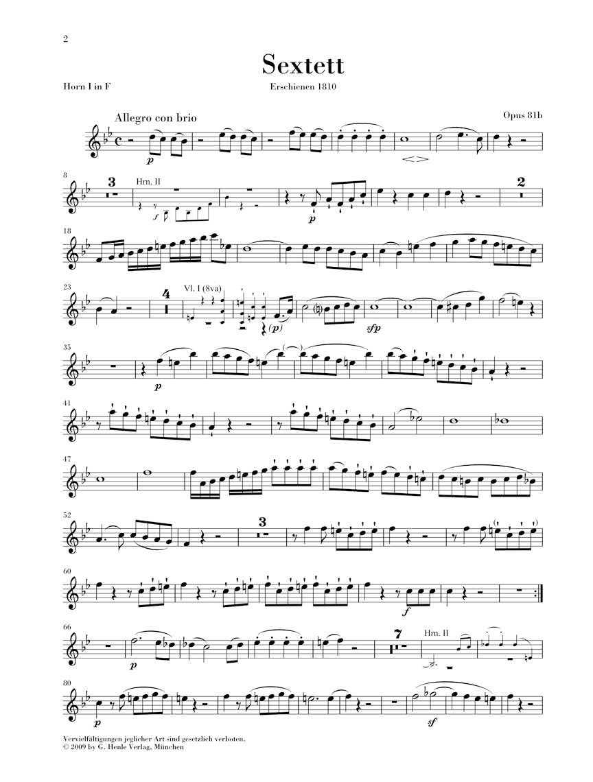 Beethoven Sextet in E flat major Opus 81b