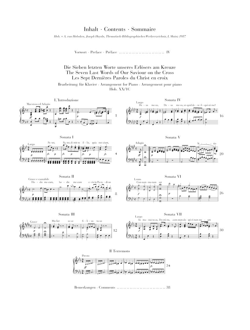 Haydn Seven Last Words of Christ - Arrangement for Piano