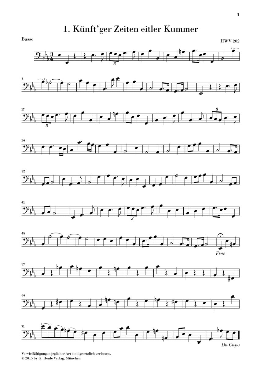 Handel 9 German Arias for Soprano, Solo Instrument and Basso Continuo