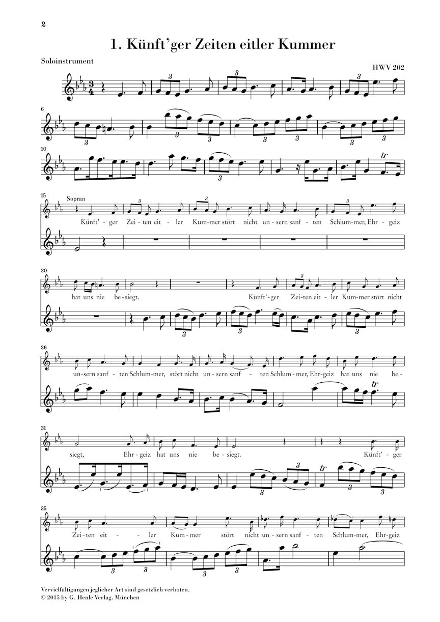 Handel 9 German Arias for Soprano, Solo Instrument and Basso Continuo