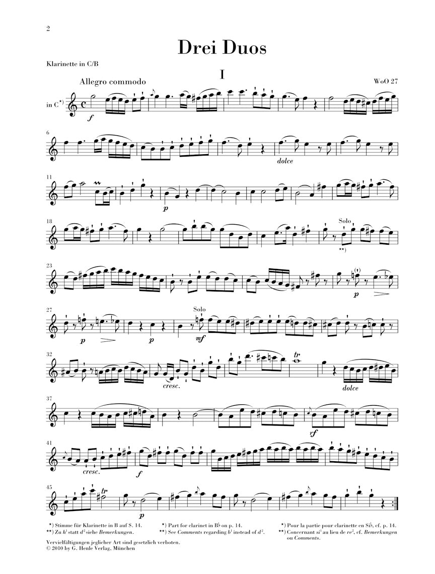 Beethoven 3 Duos for Clarinet and Bassoon WoO 27