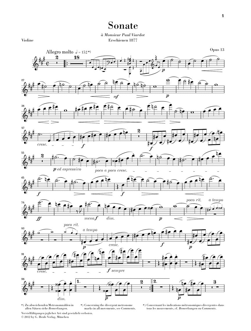Faure Violin Sonata No 1 in A major Opus 13