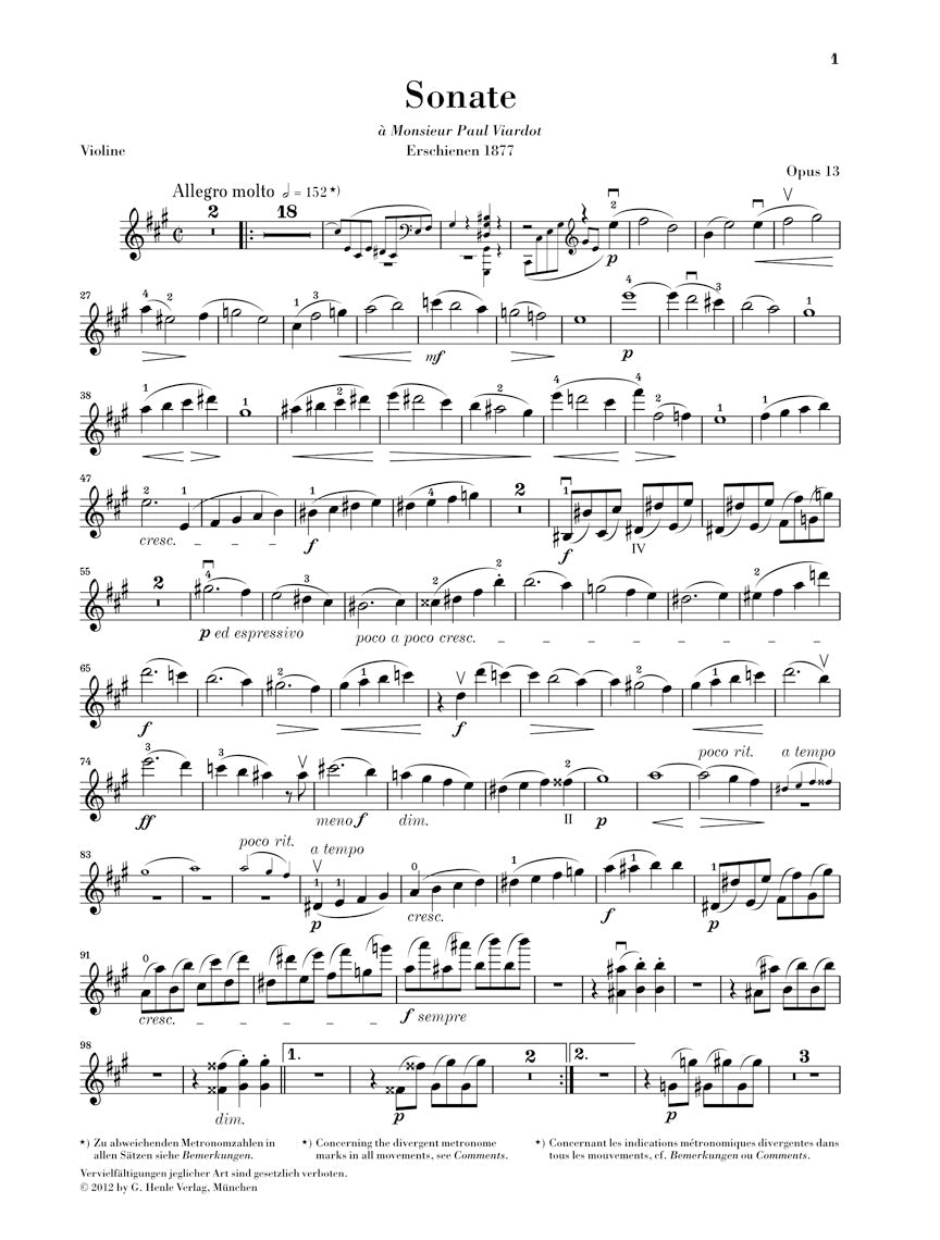 Faure Violin Sonata No 1 in A major Opus 13