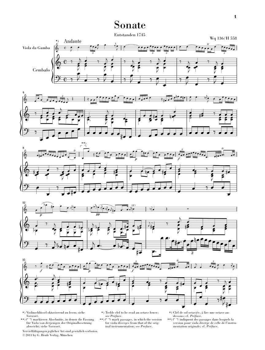 C.P.E. Bach Gamba Sonatas Wq 88, 136, 137