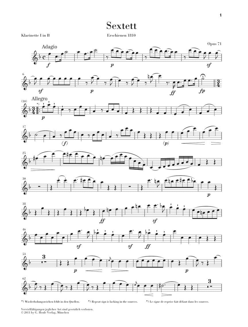 Beethoven Sextet In E flat major Opus 71