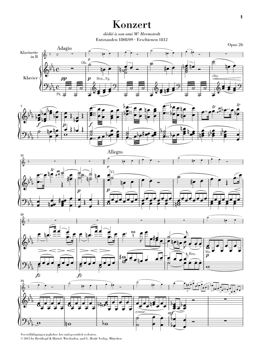 Spohr Clarinet Concerto No. 1 in C minor, Op. 26