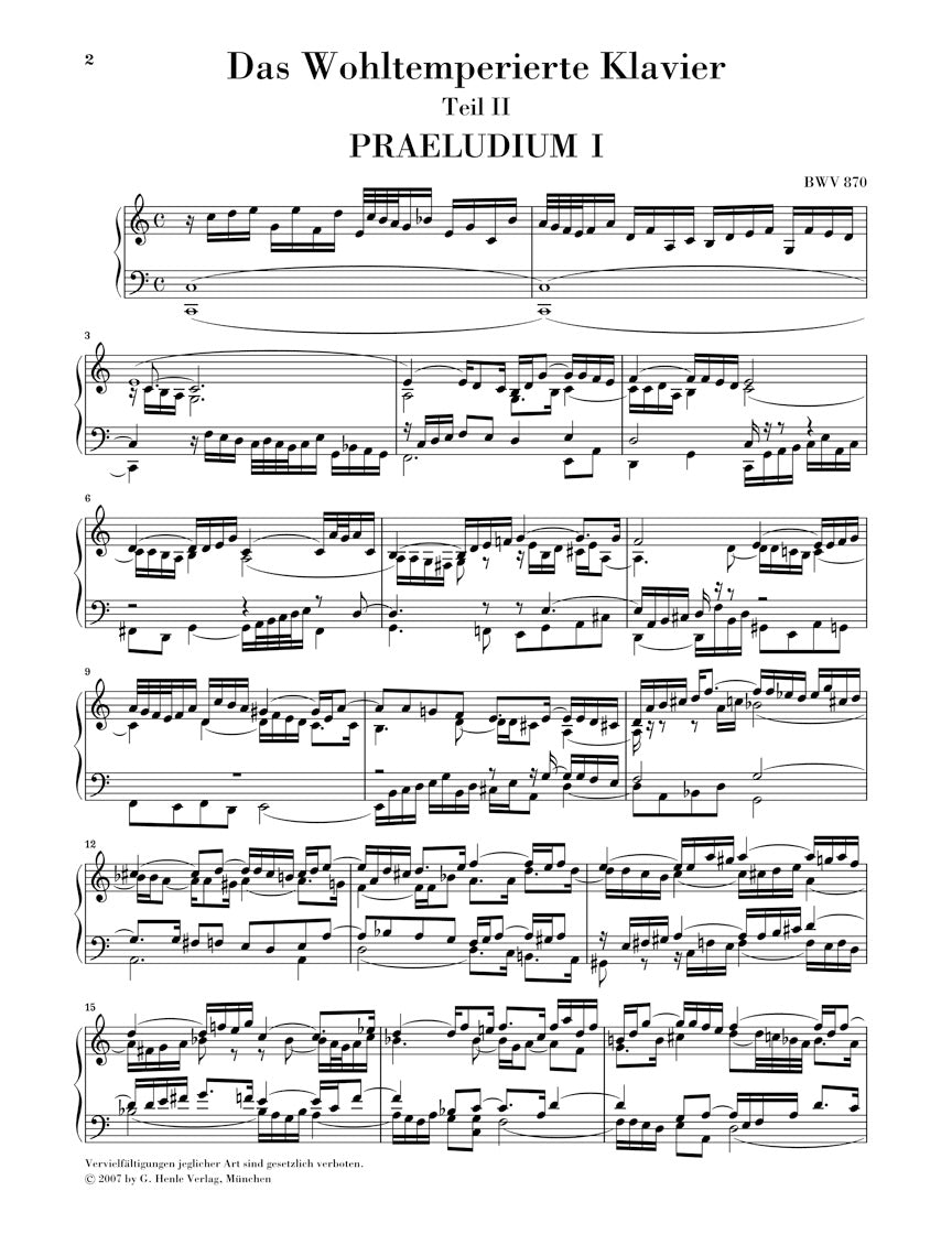 Bach Well-Tempered Clavier BWV 870-893 Part 2 (No Fingering)