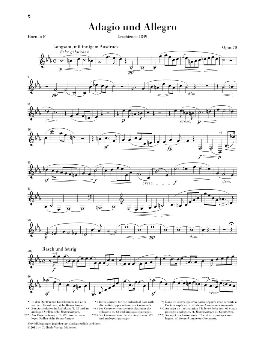 Schumann Adagio and Allegro, Op. 70