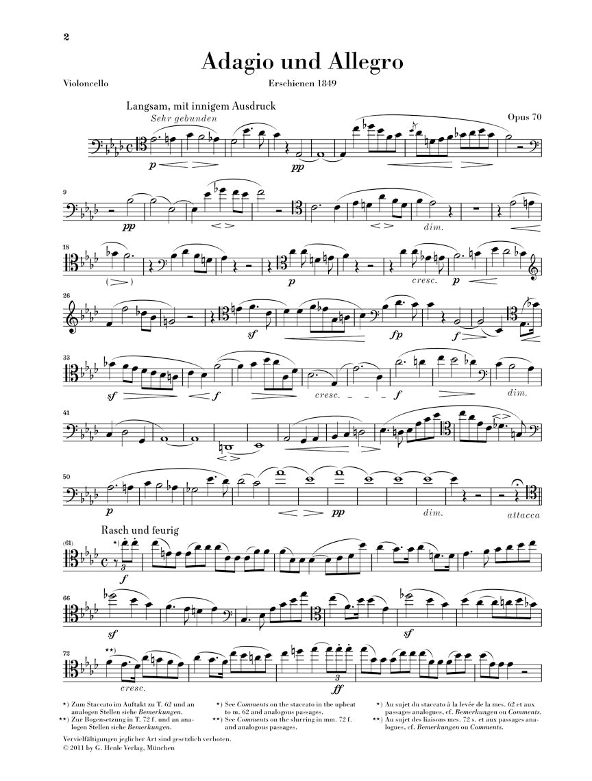 Schumann Adagio and Allegro Opus 70 (version for cello)