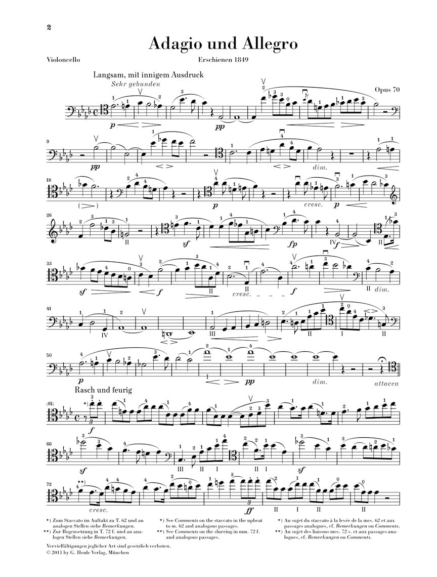 Schumann Adagio and Allegro Opus 70 (version for cello)