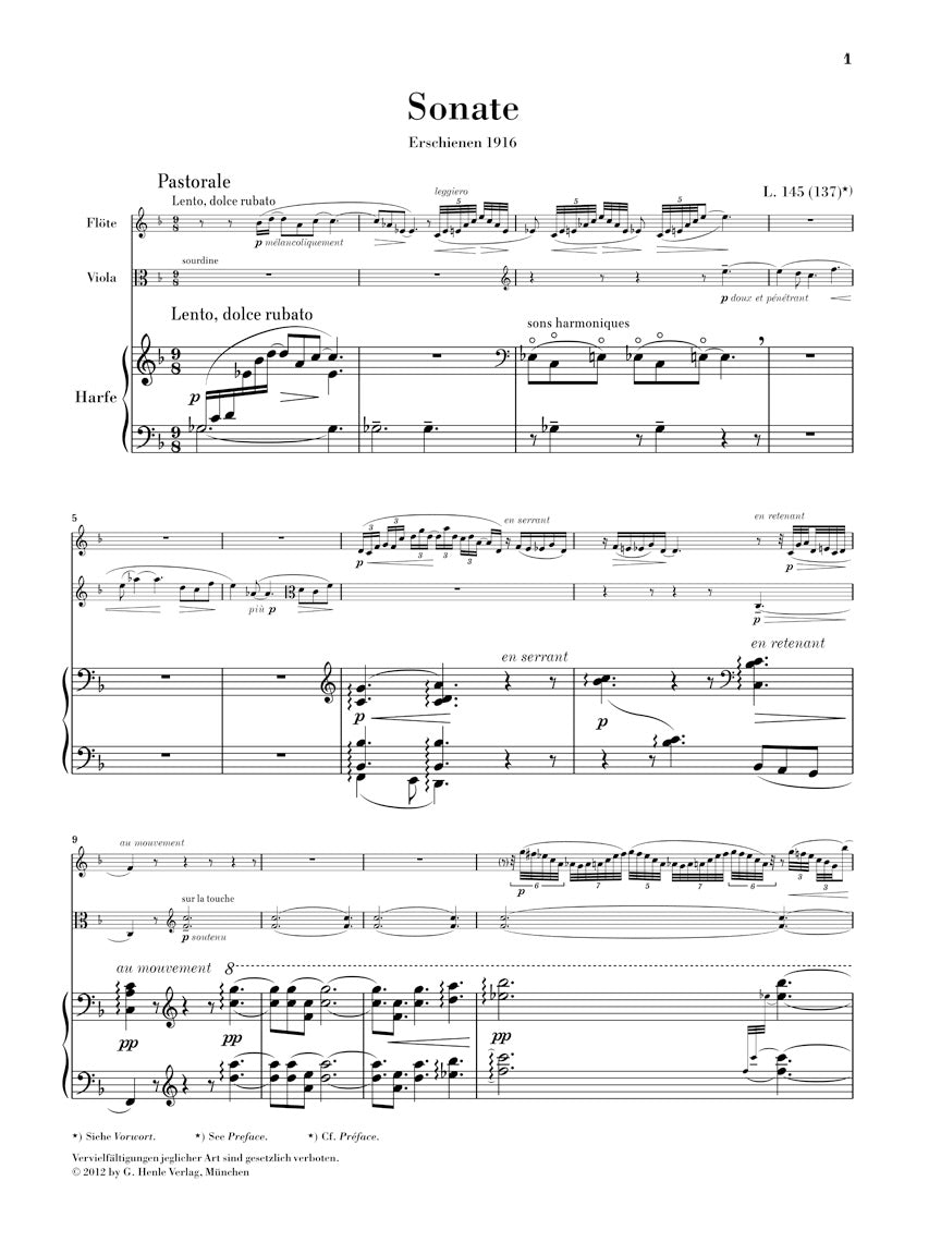 Debussy Sonata for Flute, Viola and Harp