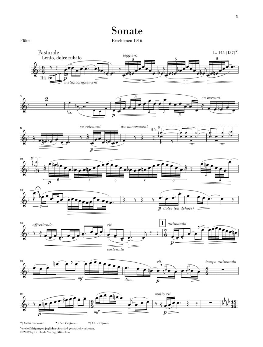 Debussy Sonata for Flute, Viola and Harp