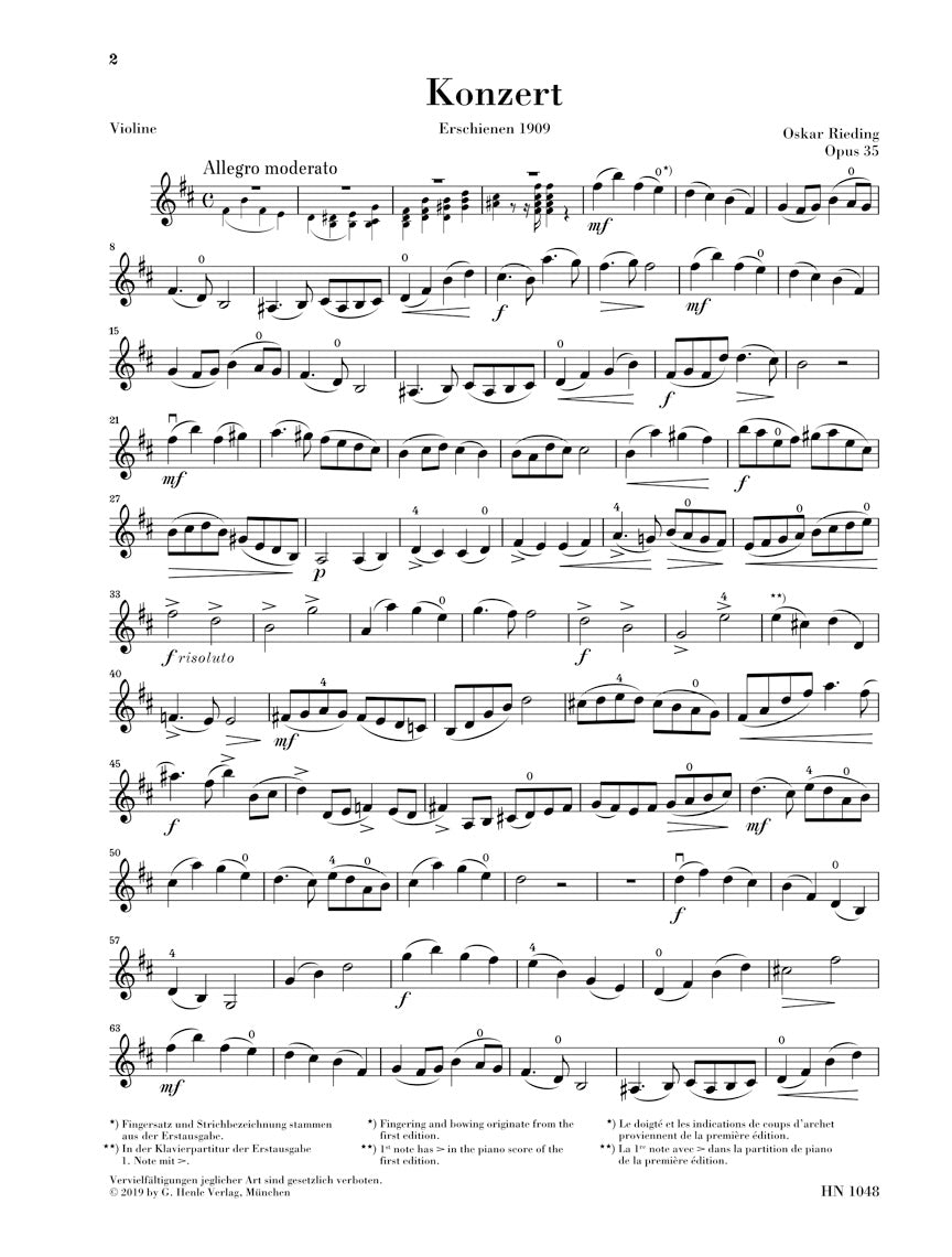 Rieding Violin Concerto in B Minor Op. 35 Violin and Piano