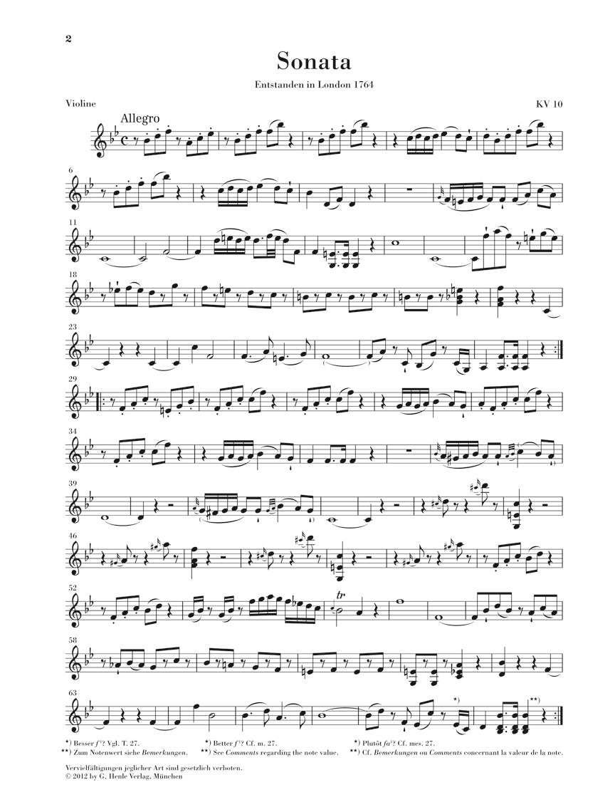 Mozart Mozart Wunderkind Sonatas Volume 2 K 10-15