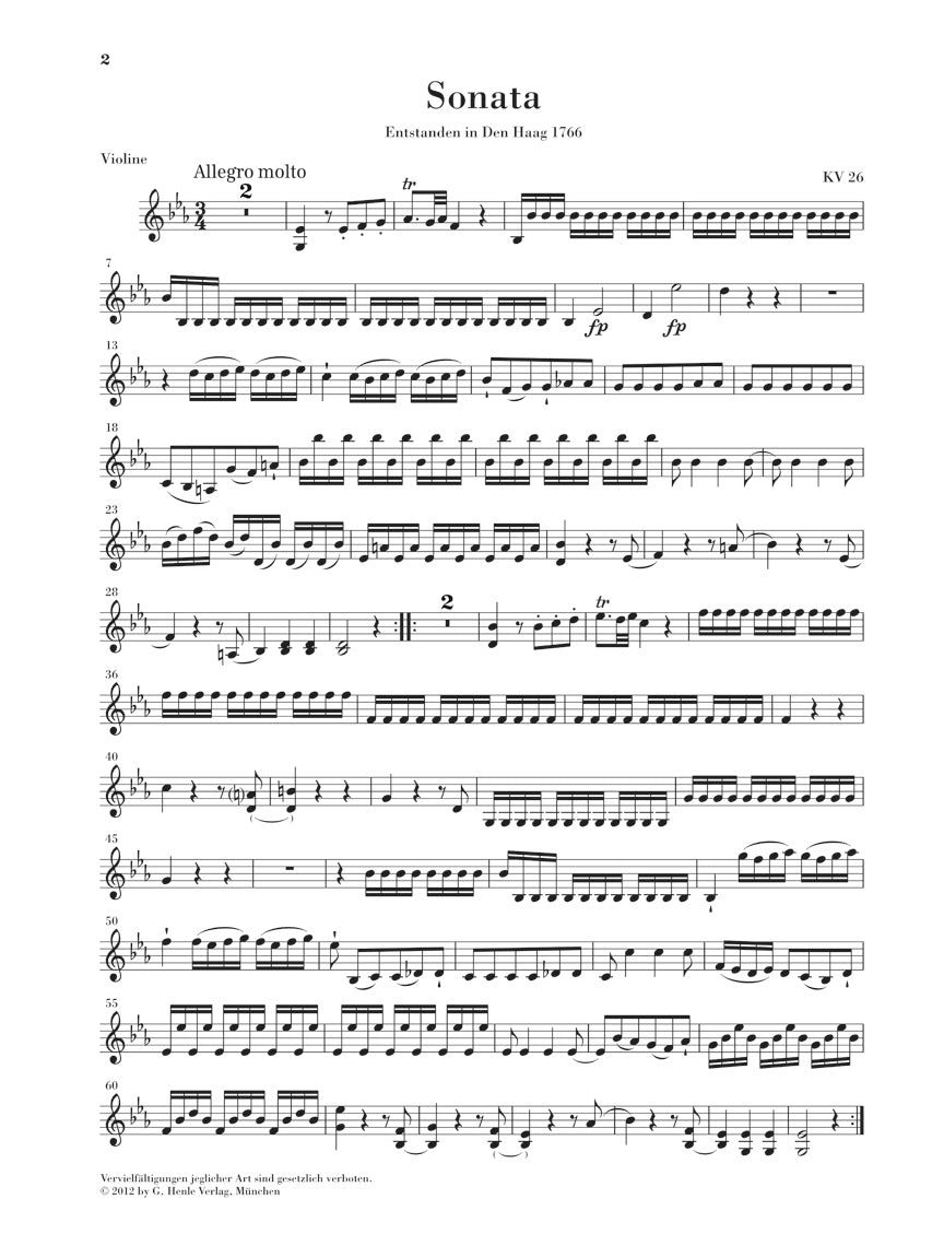 Mozart Wunderkind Sonatas - Volume 3 Piano and Violin K. 26-31