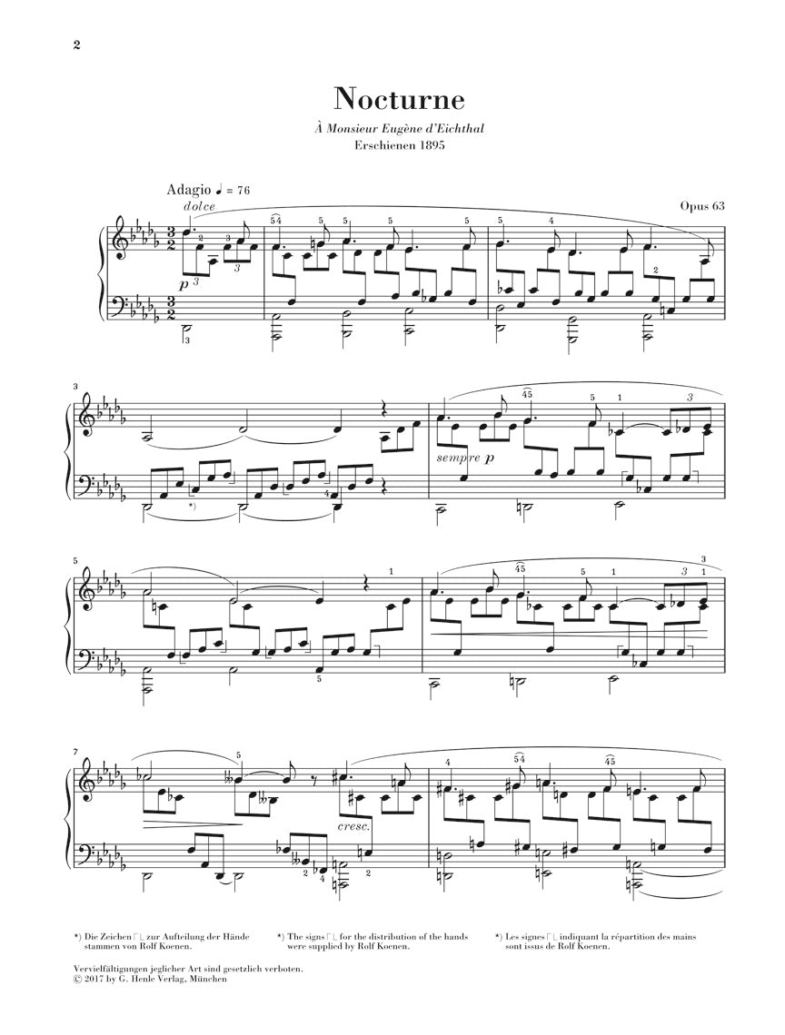 Faure Nocturne No 6 in D flat major Opus 63