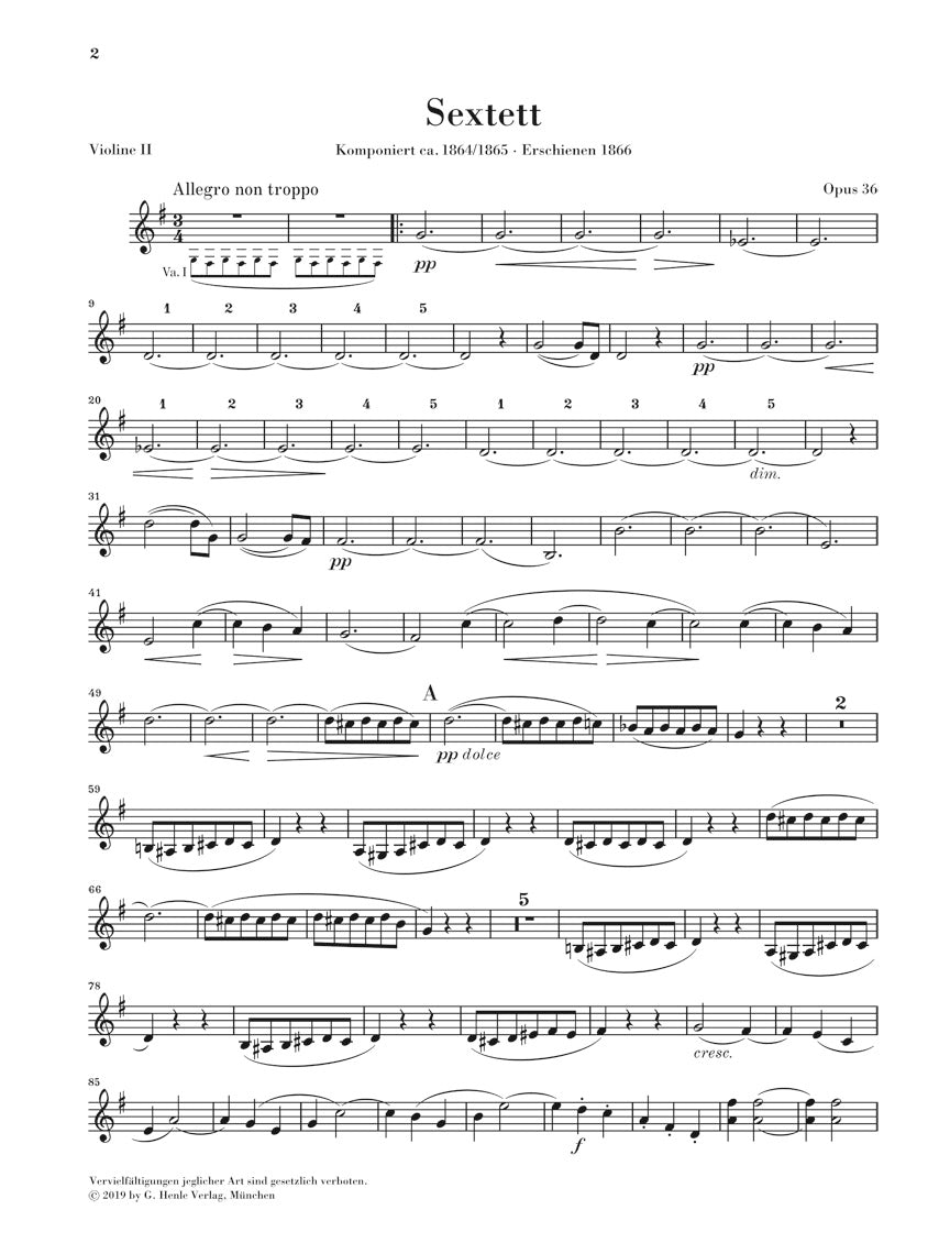 Brahms String Sextet No 2 in G Major Opus 36