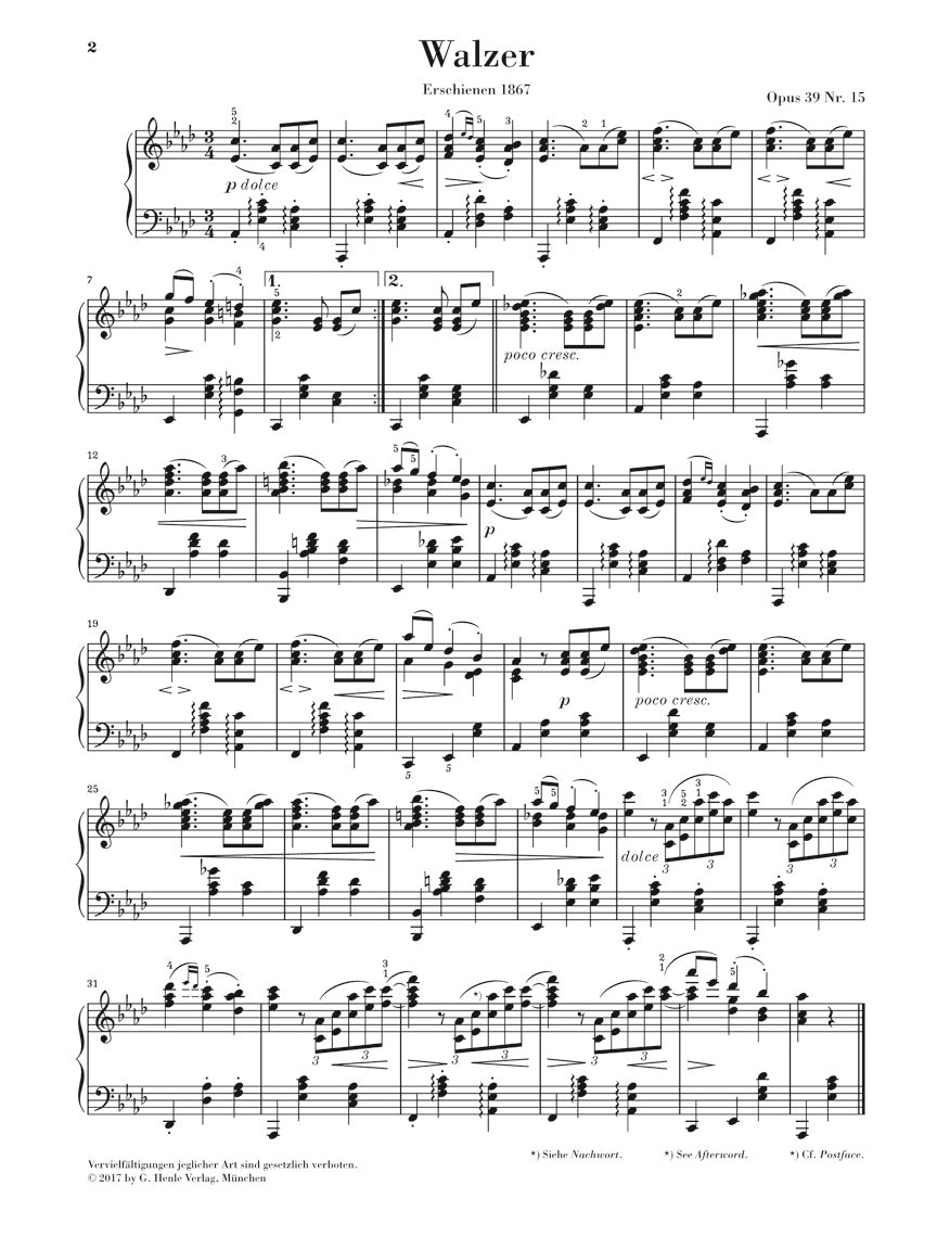 Brahms Waltz Op. 39 No. 15 Original & Simplified Version