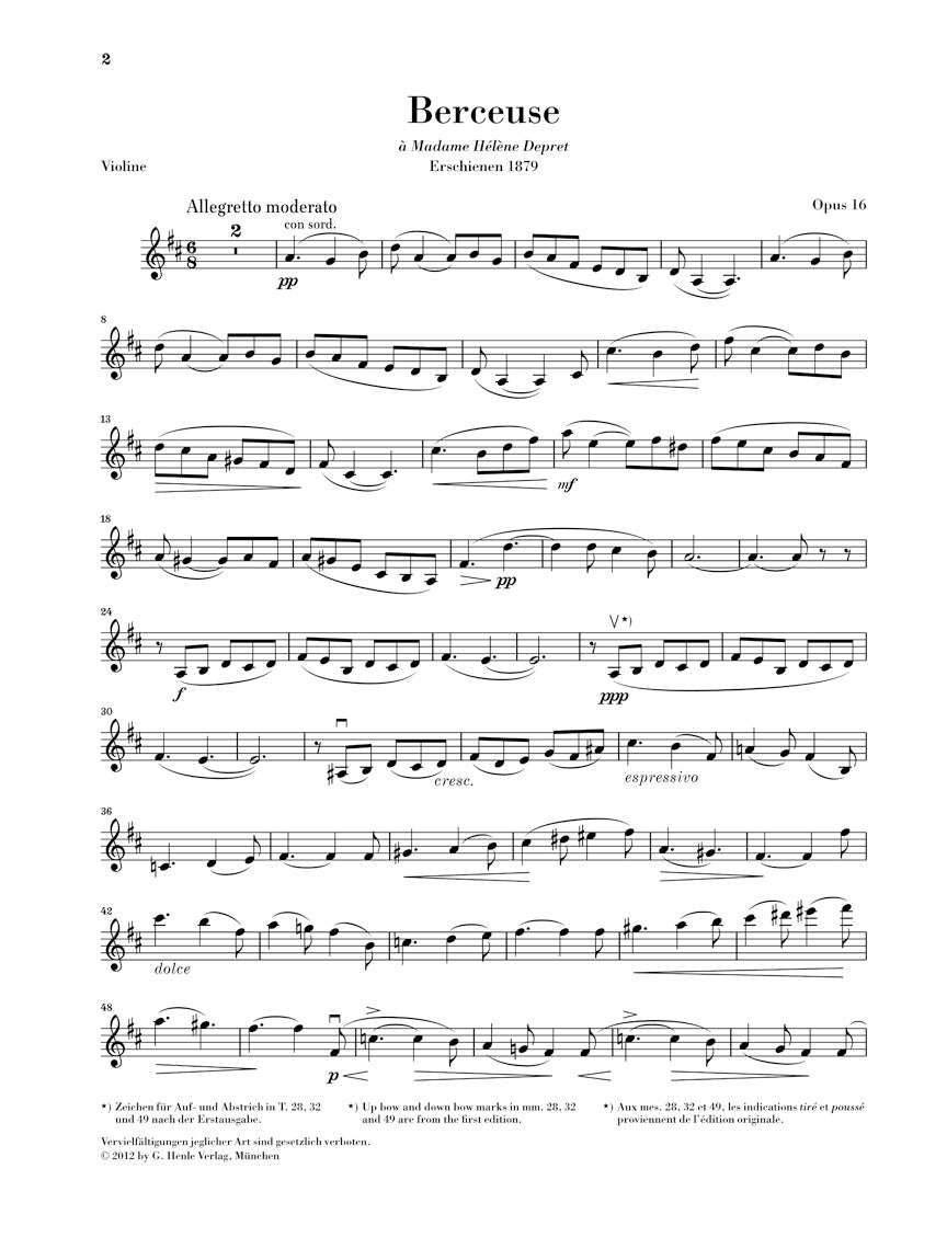 Faure Berceuse Op. 16 for Violin and Piano