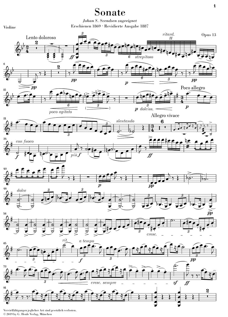 Grieg: Violin Sonata G Major, Op. 13