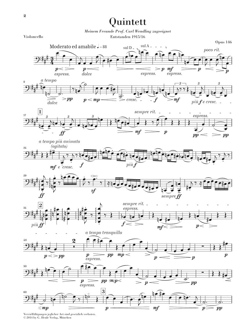 Reger Clarinet Quintet in A major Opus 146