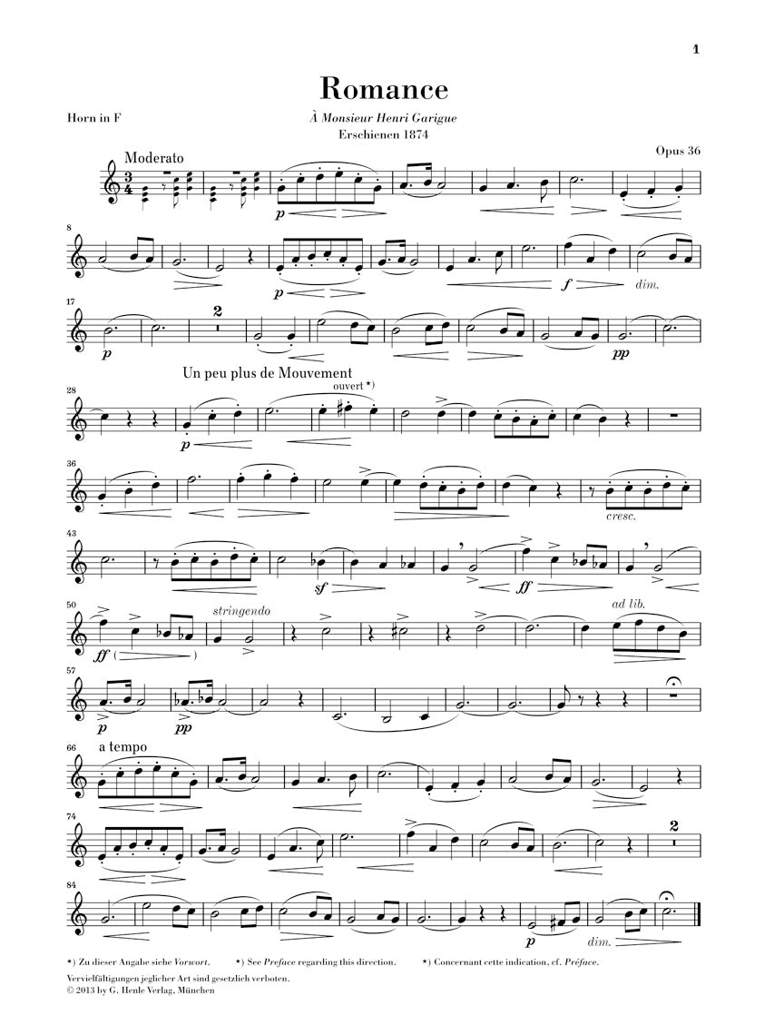 Saint-Saëns, Camille - Romances for Horn and Piano