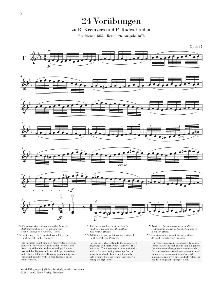 Dont 24 Preparatory Exercises to the Studies of Kreutzer and Rode for Violin Solo Op. 37