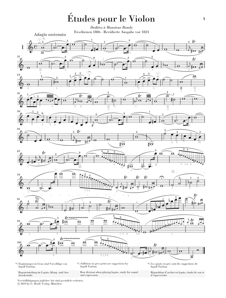 Kreutzer 42 Etudes for Violin Solo