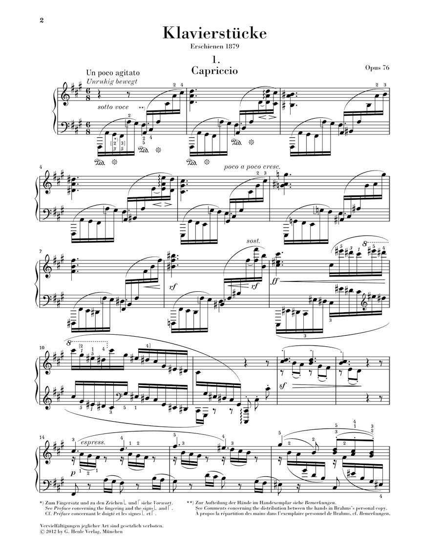 Brahms Klavierstucke (Piano Pieces) Opus 76