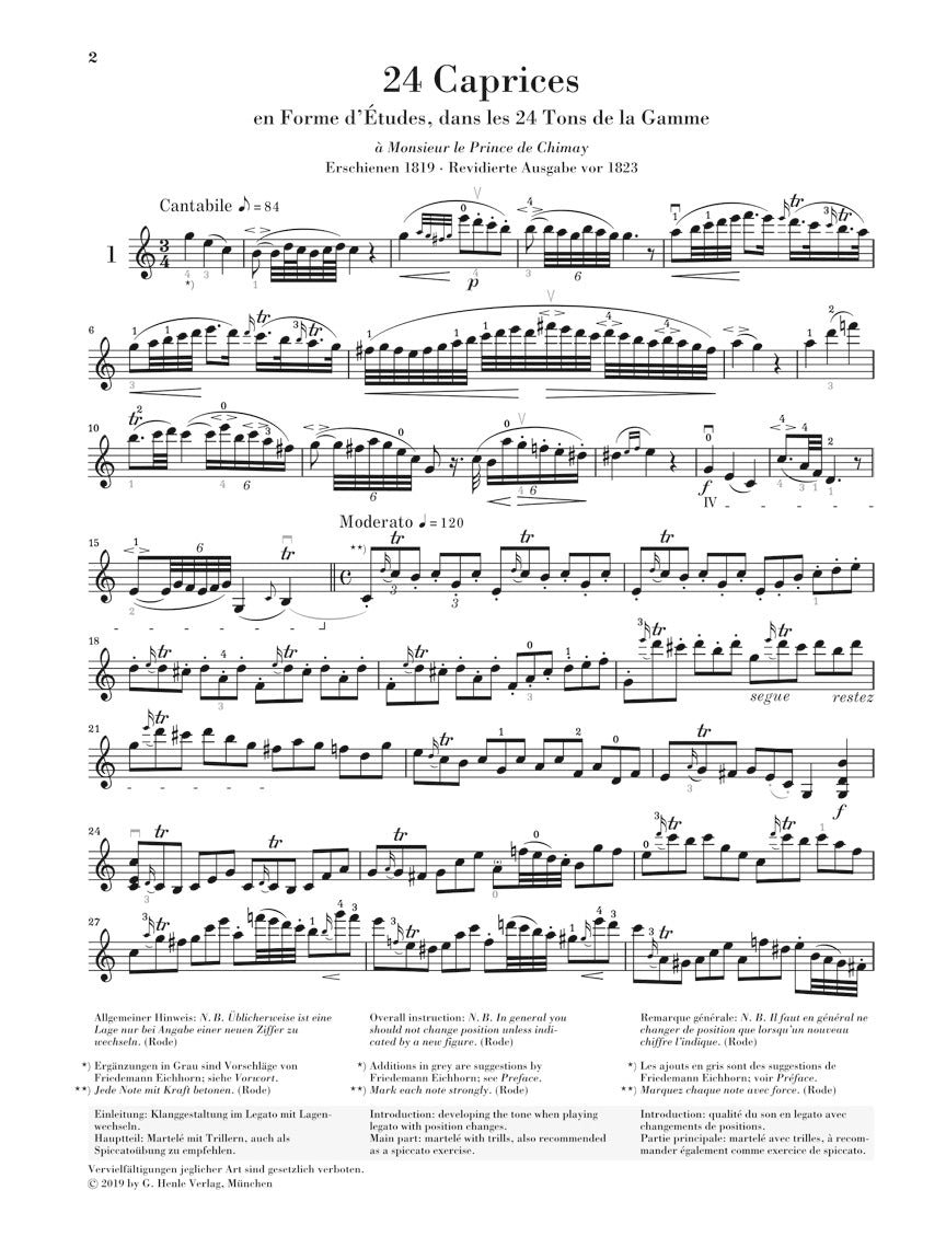 Rode 24 Caprices for Violin Solo