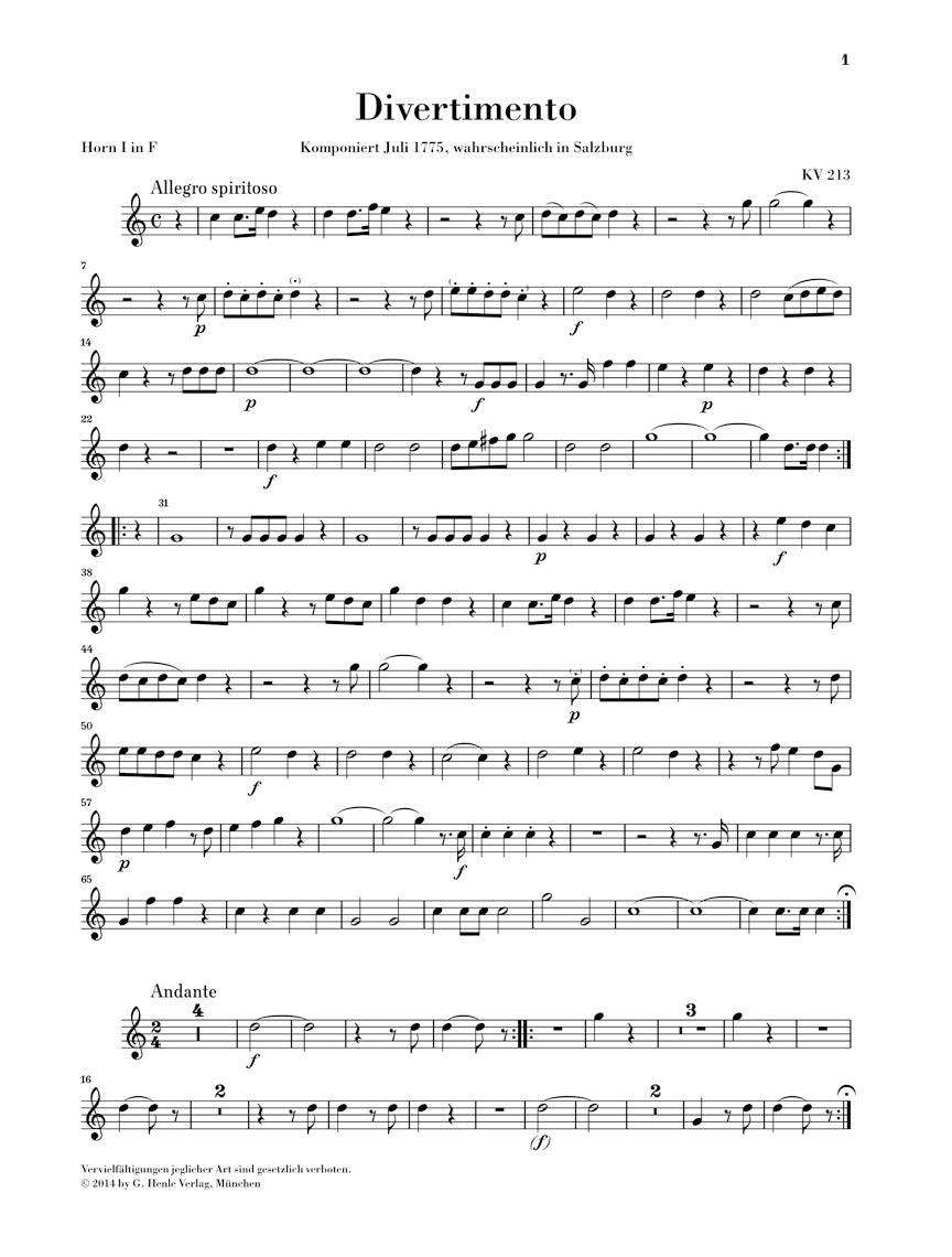 Mozart Divertimenti for 2 Oboes, 2 Horns and 2 Bassoons