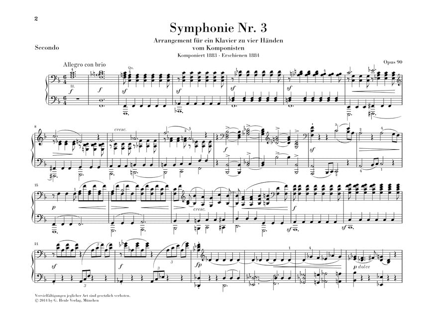 Brahms Symphonies Nos 3 and 4 for Piano Four-Hands