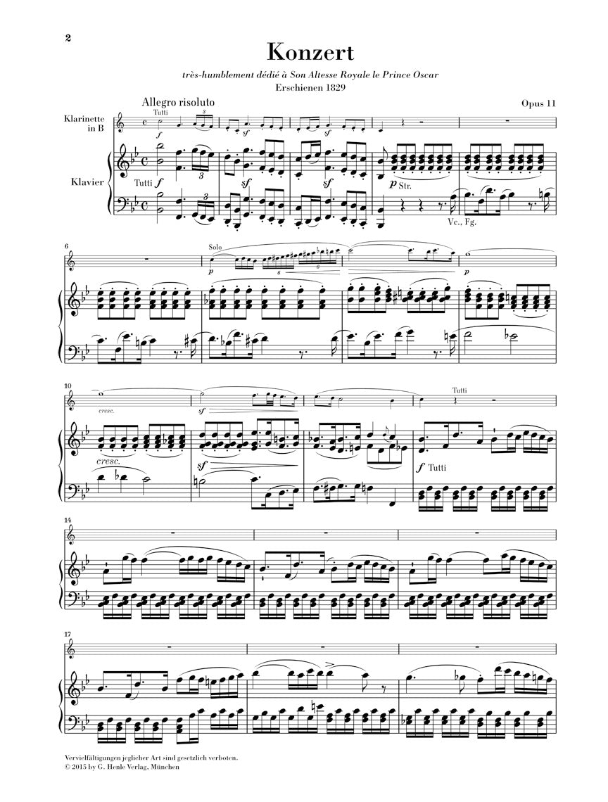 Crusell Clarinet Concerto in B-flat Major, Op. 11